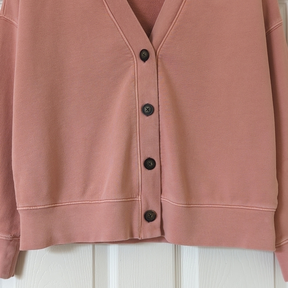 Madewell Classic (Re)sourced Cotton V-neck Cardigan Sweatshirt Blush Pink XS - Picture 8 of 14